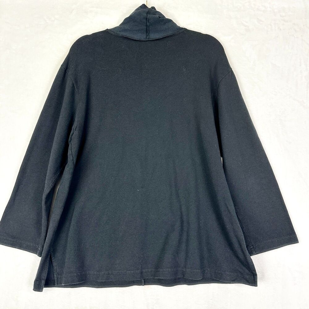 Bryn Walker Bamboo Organic Cotton Mock Neck Top Size Small Black Minimalist